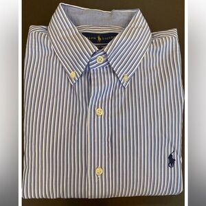 Men’s Ralph Lauren Blue Striped Crinkle Finish Shirt